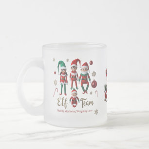 Traditional Cute Elf Team Frosted Glass Coffee Mug