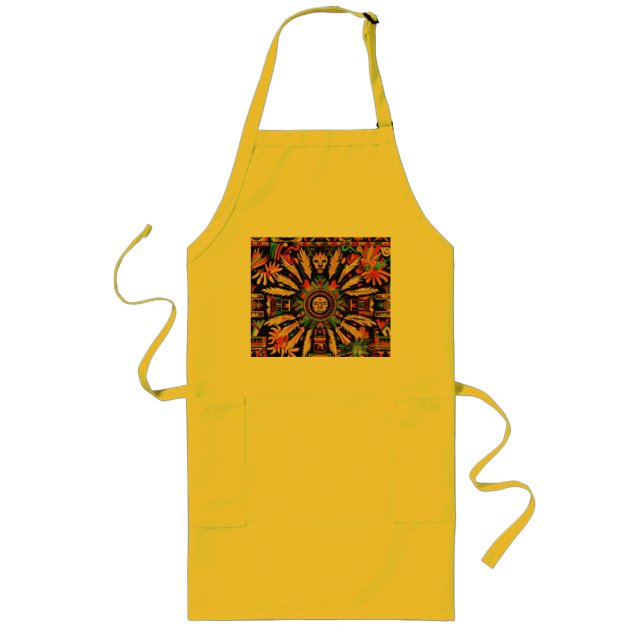 Traditional Cyan "Aztec Dream" Kitchen Apron (Front)