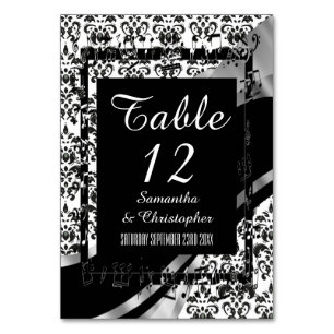 Traditional damask and black table number