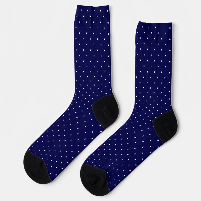 Traditional Dark Blue and White Polka Dots Socks (Left)