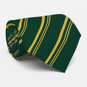 Traditional Dark Green and Gold Diagonal Stripes Tie