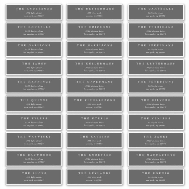 Traditional Dark Grey individual wedding address (Front)