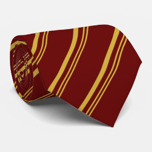 Traditional Dark Red and Gold Diagonal Stripes Tie