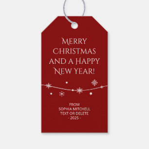 Traditional - Dark Red - Snowflake Gift Tags