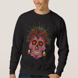 Traditional Day Of The Dead Mexico Sugar Skull Cat Sweatshirt