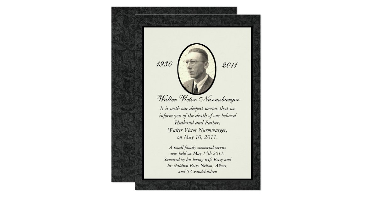 Traditional Death Announcement Card | Zazzle