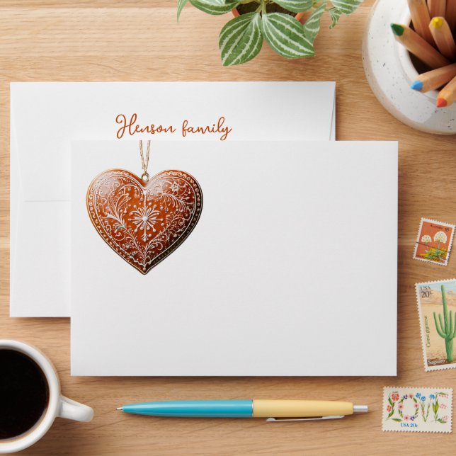 Traditional Decorated Christmas Cookie Holiday Envelope (Desk)
