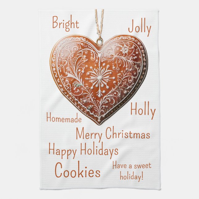 Traditional Decorated Christmas Cookie  Tea Towel (Vertical)