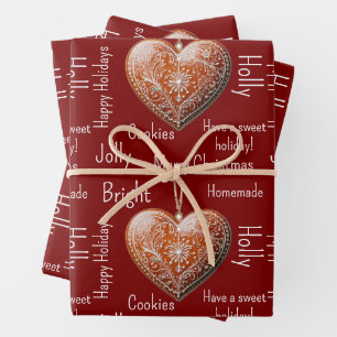 Traditional Decorated Christmas Cookie  Wrapping Paper Sheet