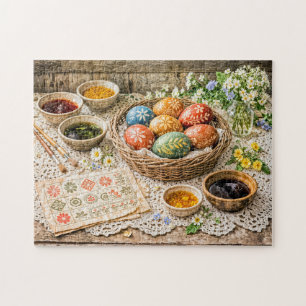 Traditional Decorated Easter Eggs with Natural Dye Jigsaw Puzzle