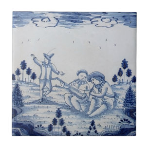 Traditional Delft Tile with Musicians-Dancer-36