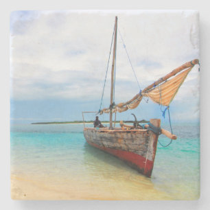 Traditional Dhow, Zanzibar, Tanzania Stone Coaster