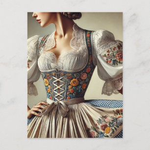 Traditional Dirndl German Austrian Postcard
