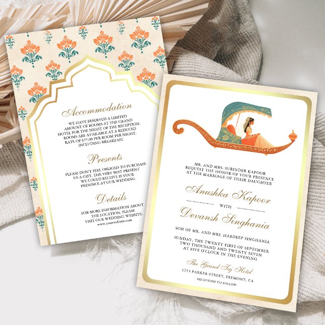 Traditional Doli Indian Bride All in One Wedding Invitation (Creator Uploaded)