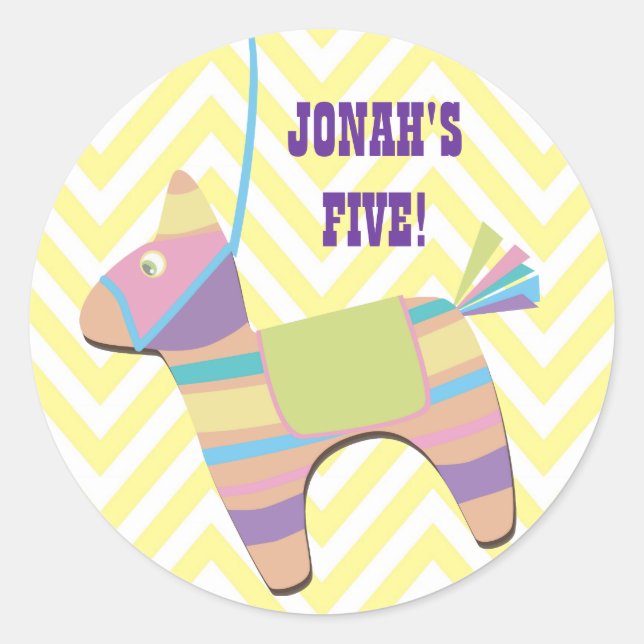 Traditional Donkey Fiesta Pinata Kids Birthday Classic Round Sticker (Front)