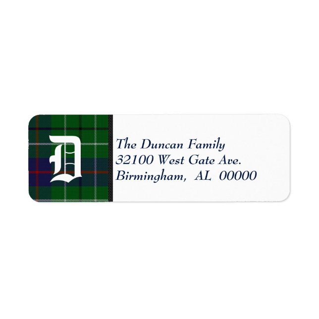Traditional Duncan Tartan Plaid Monogram (Front)
