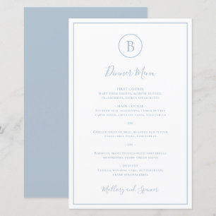 Traditional Dusty Blue Elegant Wedding Menu