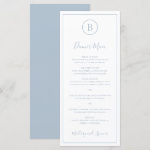 Traditional Dusty Blue Elegant Wedding Menu