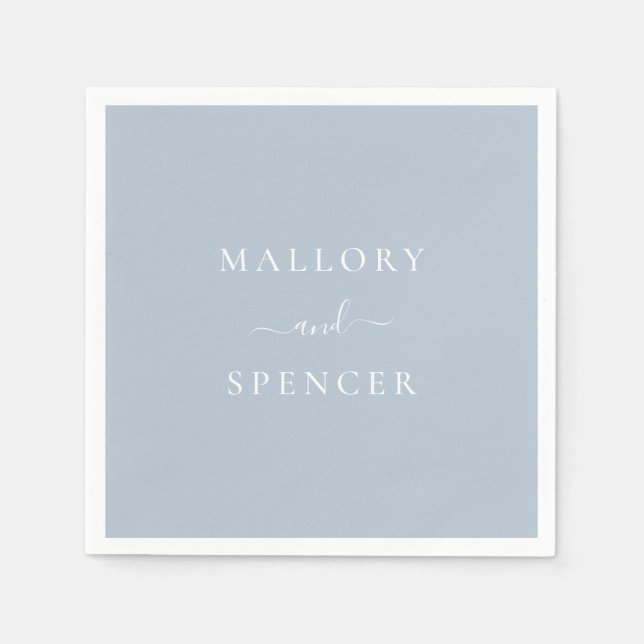 Traditional Dusty Blue Elegant Wedding Napkin (Front)