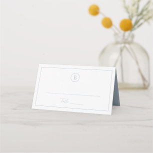 Traditional Dusty Blue Elegant Wedding Place Card