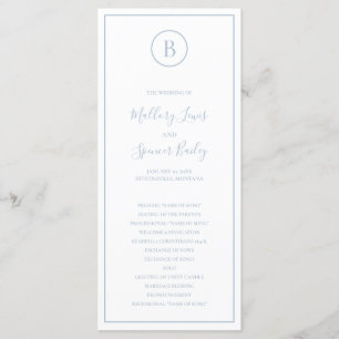 Traditional Dusty Blue Elegant Wedding Programme