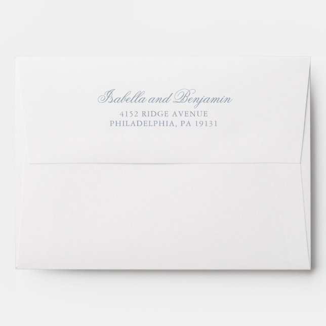 Traditional Dusty Blue Formal Elegant Wedding Envelope (Back (Top Flap))