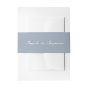 Traditional Dusty Blue Formal Elegant Wedding Invitation Belly Band