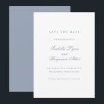 Traditional Dusty Blue Formal Elegant Wedding Save The Date<br><div class="desc">Elegant non photo Save the Date Card with traditional wording.  Your names are in calligraphy and your details are in a serif font.  All text is dusty blue over a white background.  This classic style Save the Date without pictures is perfect for a formal wedding.</div>