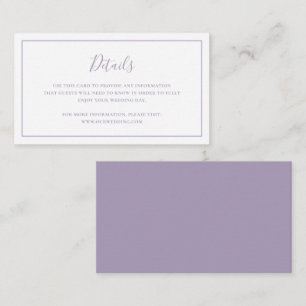 Traditional Dusty Purple Elegant Wedding Enclosure Card