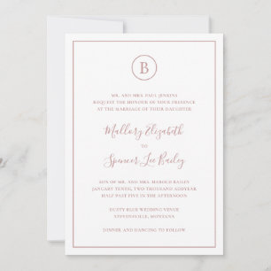 Traditional Dusty Rose Pink All In One Wedding Invitation