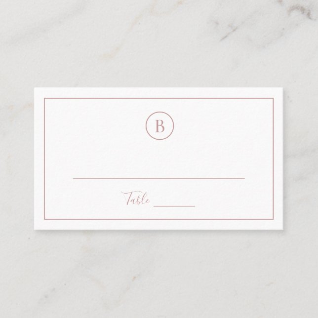 Traditional Dusty Rose Pink Elegant Wedding Place Card (Front)