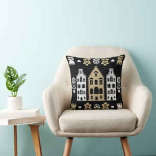 Traditional Dutch Folk Art Print Cushion