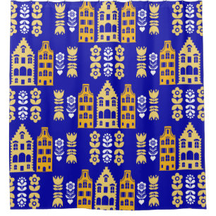 Traditional Dutch Folk Art Print Shower Curtain