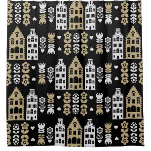 Traditional Dutch Folk Art Print Shower Curtain