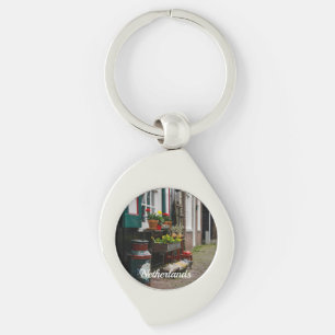 Traditional Dutch wooden shoes on street Key Ring