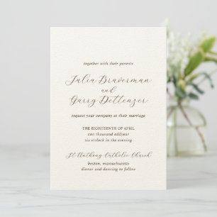 Traditional Earthy Neutral Elegant Wedding Invitation