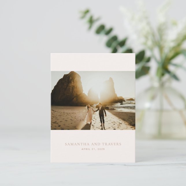 Traditional Earthy Neutral Elegant Wedding Thank You Card (Standing Front)