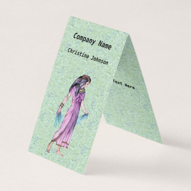 Traditional Egyptian Woman Pink Dress Scarf Green Business Card (Front)