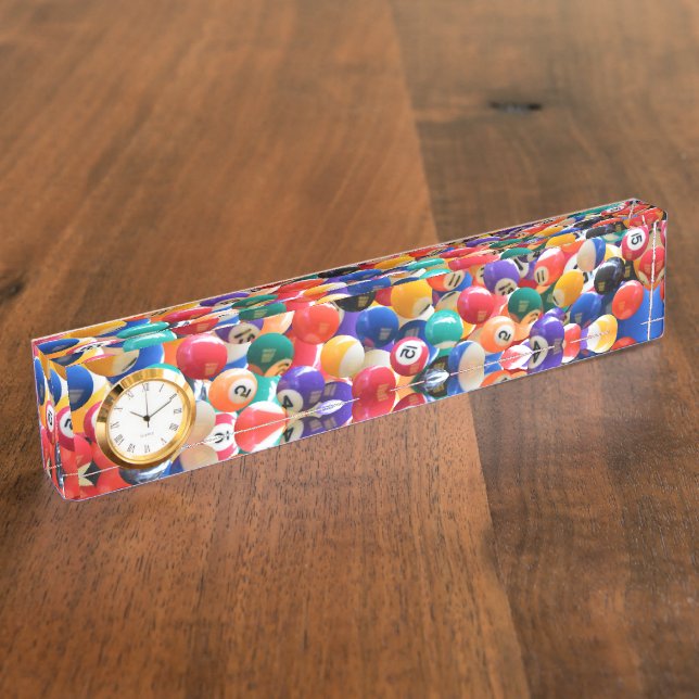 Traditional Eightball Colors, Name Plate Clock (Side)