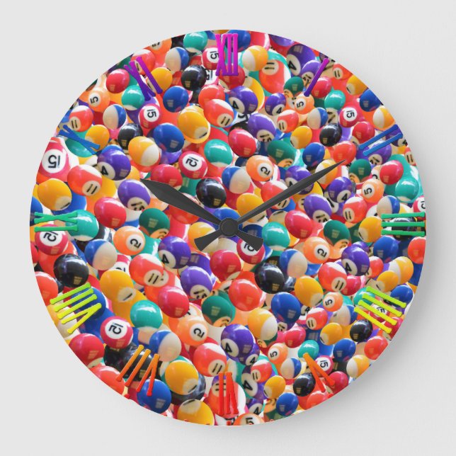 Traditional Eightball Colours, Large Wall Clock (Front)