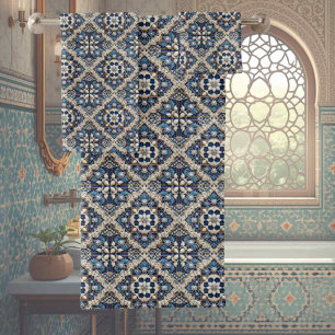 Traditional Elegance Blue & White Morrocan Tiles Bath Towel Set