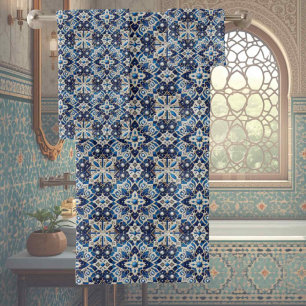 Traditional Elegance Blue & White Morrocan Tiles Bath Towel Set