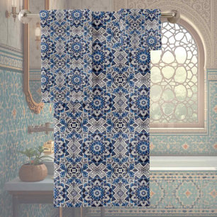 Traditional Elegance Blue & White Morrocan Tiles Bath Towel Set