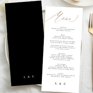 Traditional Elegant Black Gold Calligraphy Wedding Menu