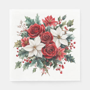 Traditional Elegant Christmas Poinsettia Lunch Napkin