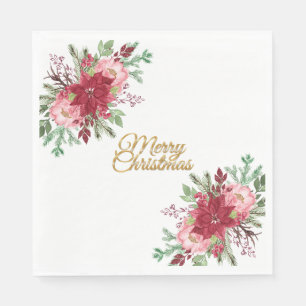 Traditional Elegant Christmas Poinsettia Lunch Napkin