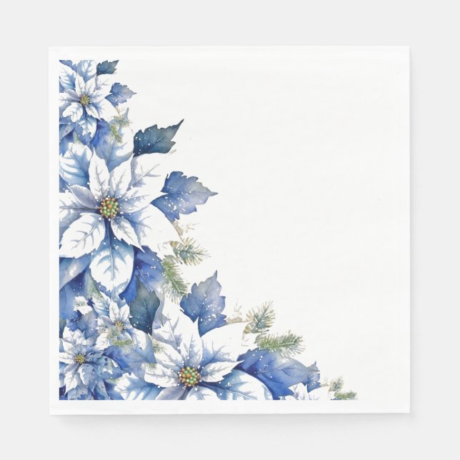 Traditional Elegant Christmas Poinsettia Lunch Napkin (Front)