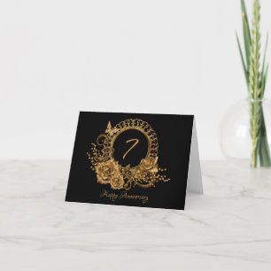 Traditional Elegant Copper Roses 7th Anniversary Card