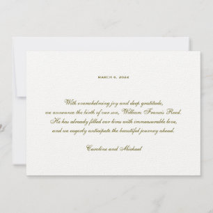 Traditional Elegant Gender Neutral Birth Announcement