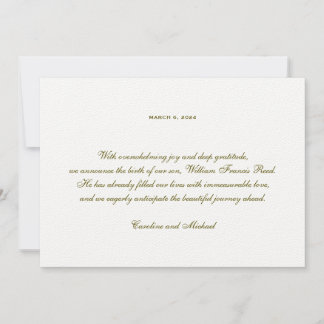 Traditional Elegant Gender Neutral Birth Announcement